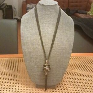Modern Abstract Twisted Metal Wire Necklace - Pre-loved (28"-31" w/ 5.5" Drop)